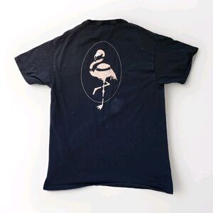 Chomp Flamingo Graphic T Shirt Black Double Sided Print Crewneck Mens M GUC